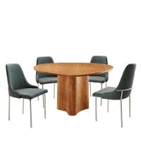 Sala De Jantar Mesa Selene Com 4 Cadeiras Moderna Mobilia Jade/cinamomo Imbuia/prata - 3