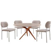 Sala De Jantar Mesa Ballare Com 4 Cadeiras Moderna Mobilia Brisa/imbuia/off/prata - 2