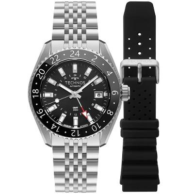 Relógio Technos Masculino Automatico Gmt Prata - Nh34aa-t1p Relógio Technos Masculino Automatico Prata - Nh34aa-t1p