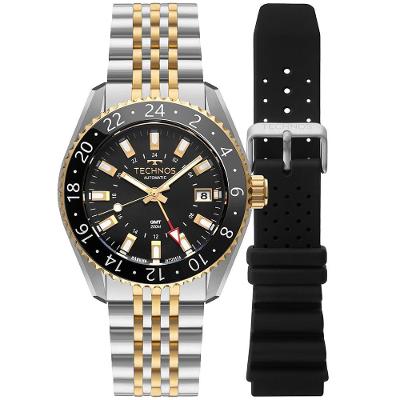 Relógio Technos Masculino Automatico Gmt Bicolor - Nh34ac-t1p Relógio Technos Masculino Automatico Bicolor - Nh34ac-t1p
