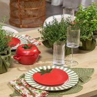 Prato Raso Copa E Cia Aquarelle Em Cerâmica Listras Verdes - 2