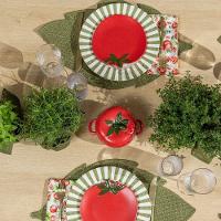 Prato Raso Copa E Cia Aquarelle Em Cerâmica Listras Verdes - 3