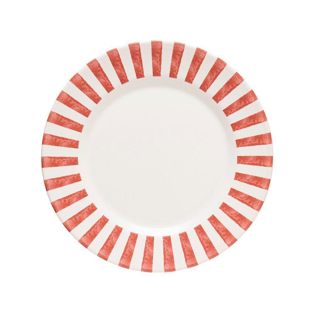 Prato Raso Copa E Cia Aquarelle Em Cerâmica Listras Vermelhas - 1