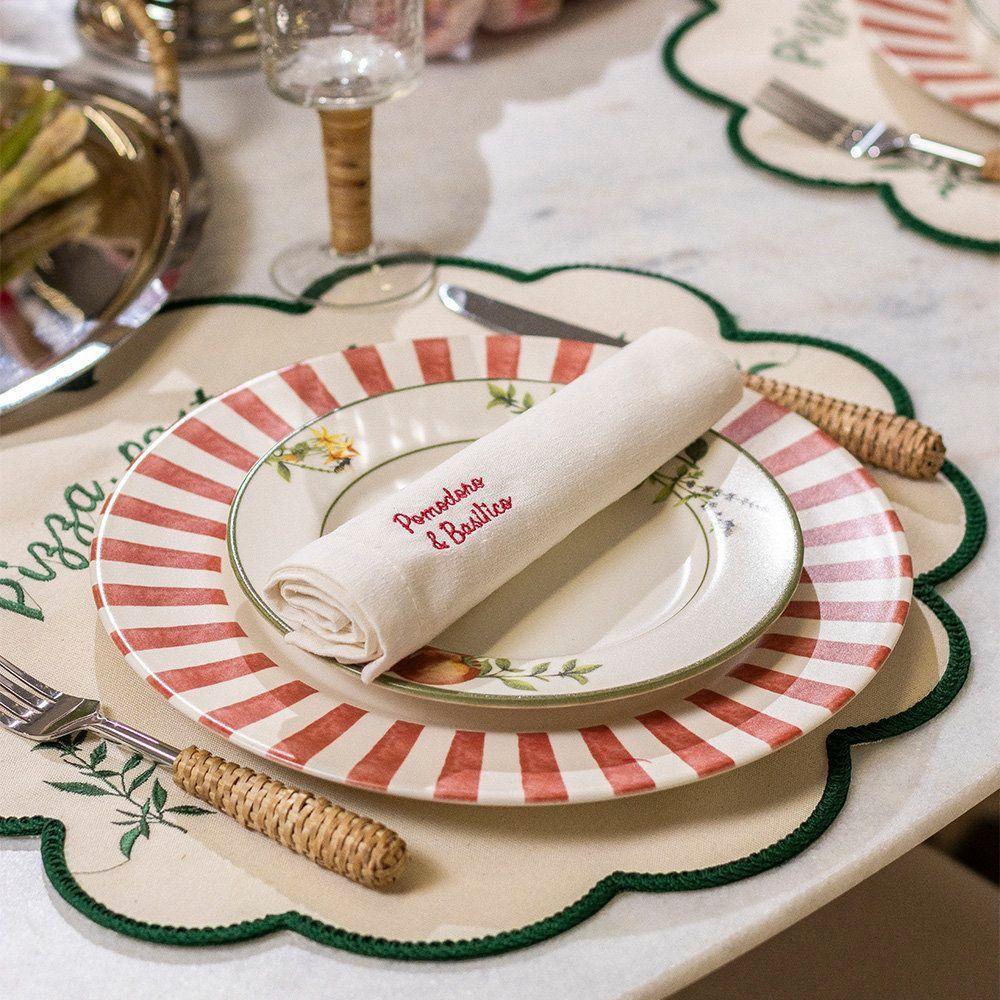 Prato Raso Copa E Cia Aquarelle Em Cerâmica Listras Vermelhas - 3