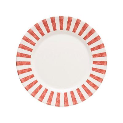 Prato Raso Copa E Cia Aquarelle Em Cerâmica Listras Vermelhas