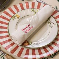 Prato Raso Copa E Cia Aquarelle Em Cerâmica Listras Vermelhas - 4