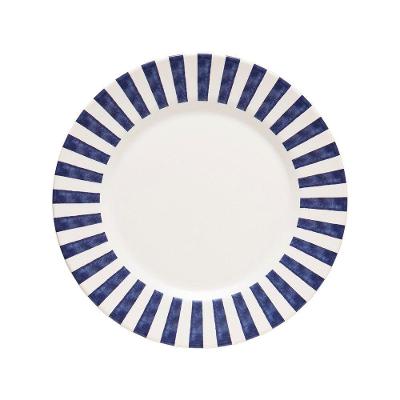 Prato Raso Copa E Cia Aquarelle Em Cerâmica Listras Azuis
