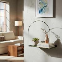 Prateleira Nicho Arco Verde Militar Metal Decorativa Retro Luxo Organizadora Moderna Livros Sala Multiuso - 2