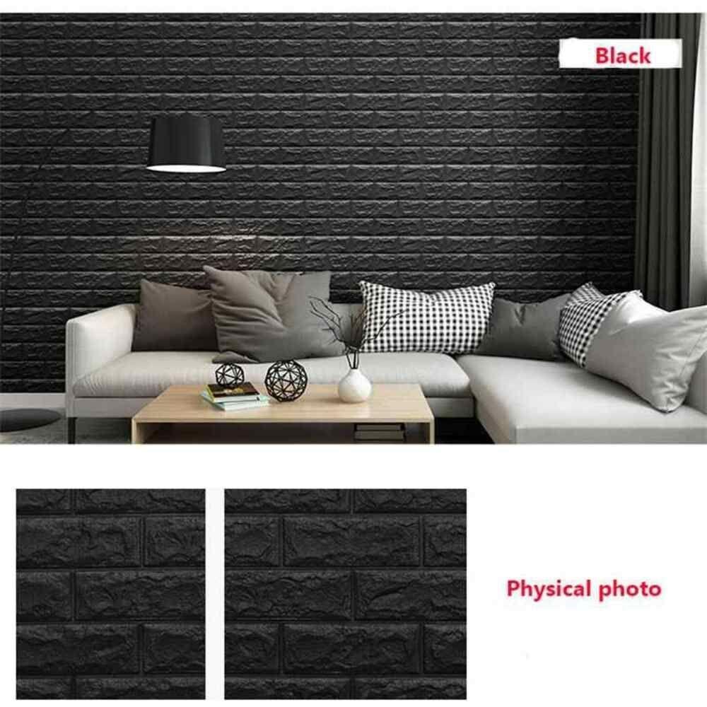 Papel De Parede Tijolinho Painel 3d Tijolo Preto Placa Auto Adesivo 77x70cm Revestimento Espuma Autocolante - 5