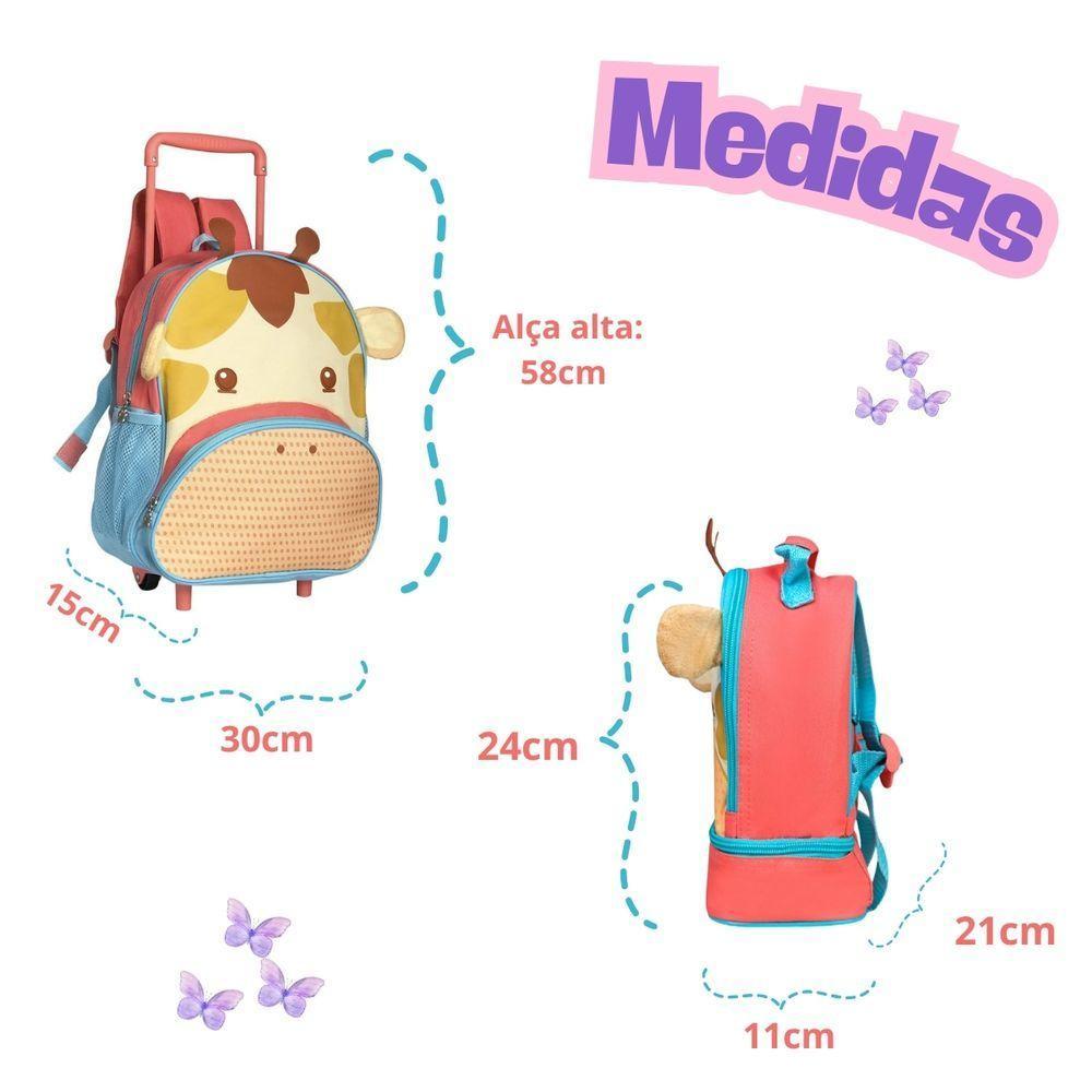 Mochila Rodinha Infantil Girafa + Lancheira Térmica Escolar - 2