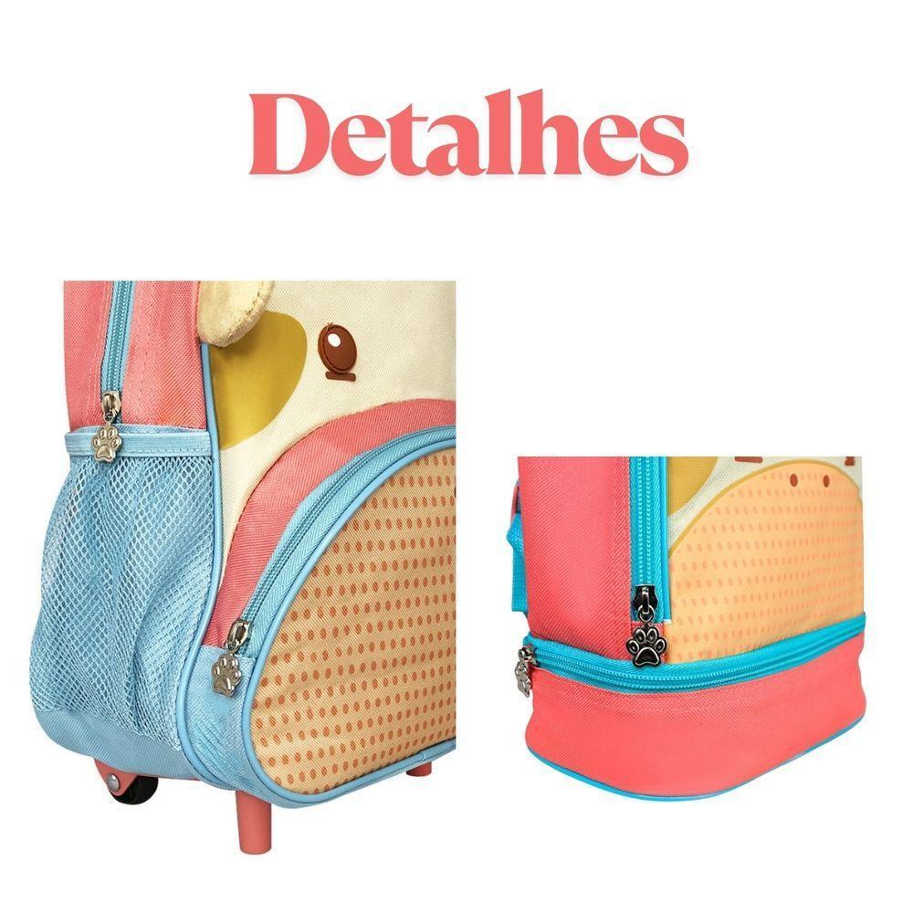 Mochila Rodinha Infantil Girafa + Lancheira Térmica Escolar - 5