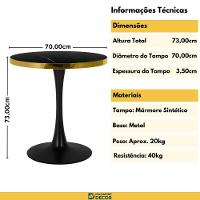 Mesa De Jantar Redonda Majestic 70cm - Preto - 6