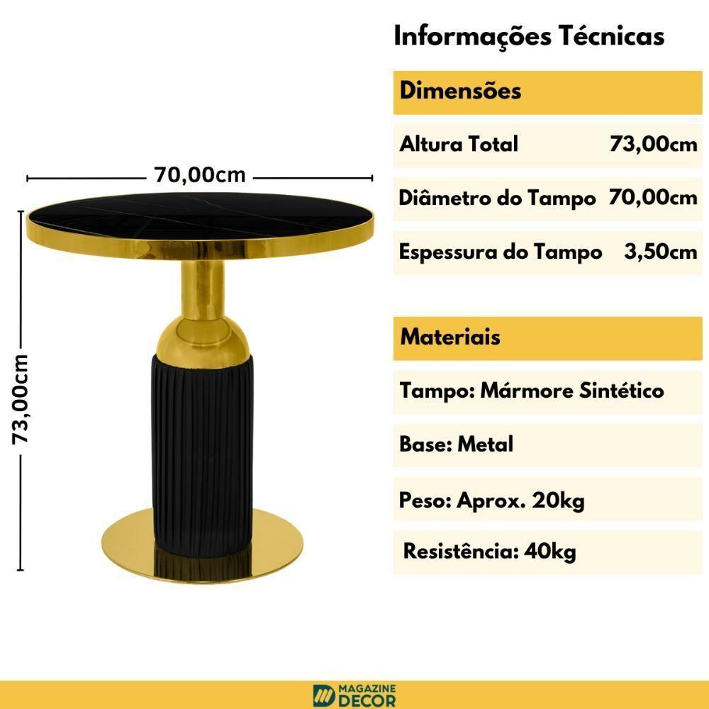 Mesa De Jantar Redonda Imperial 70cm - Preto - 7