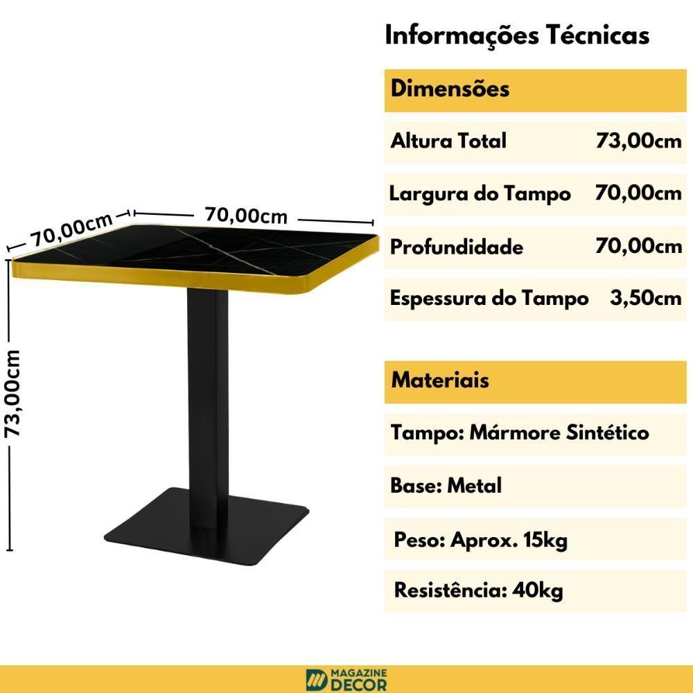 Mesa De Jantar Quadrada Venezia 70x70 - Preto - 6