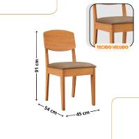 Mesa De Jantar Loren 90cm Mdf 4 Cad Copper Moderna Mobilia Veludo Capuccino/naturalle Laminado - 3