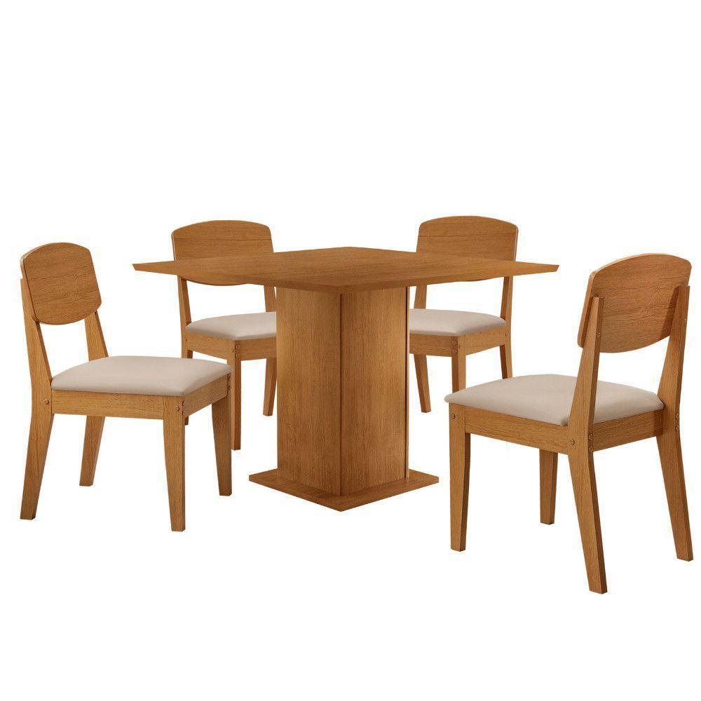 Mesa De Jantar Loren 90cm Mdf 4 Cad Copper Moderna Mobilia Veludo Creme/naturale Laminado - 3