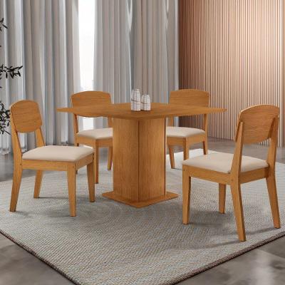 Mesa De Jantar Loren 90cm Mdf 4 Cad Copper Moderna Mobilia Veludo Creme/naturale Laminado