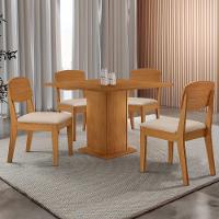 Mesa De Jantar Loren 90cm Mdf 4 Cad Copper Moderna Mobilia Veludo Creme/naturale Laminado - 1