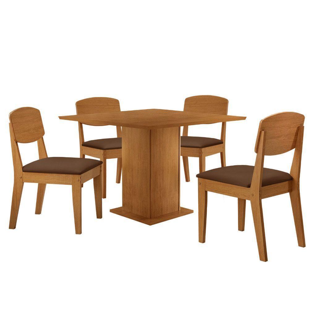 Mesa De Jantar Loren 90cm Mdf 4 Cad Copper Moderna Mobilia Veludo Marrom/naturalle Laminado - 2