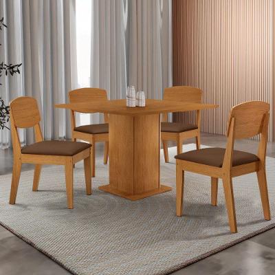Mesa De Jantar Loren 90cm Mdf 4 Cad Copper Moderna Mobilia Veludo Marrom/naturalle Laminado