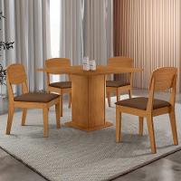 Mesa De Jantar Loren 90cm Mdf 4 Cad Copper Moderna Mobilia Veludo Marrom/naturalle Laminado - 1