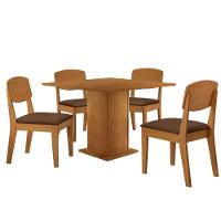 Mesa De Jantar Loren 90cm Mdf 4 Cad Copper Moderna Mobilia Veludo Marrom/naturalle Laminado - 2