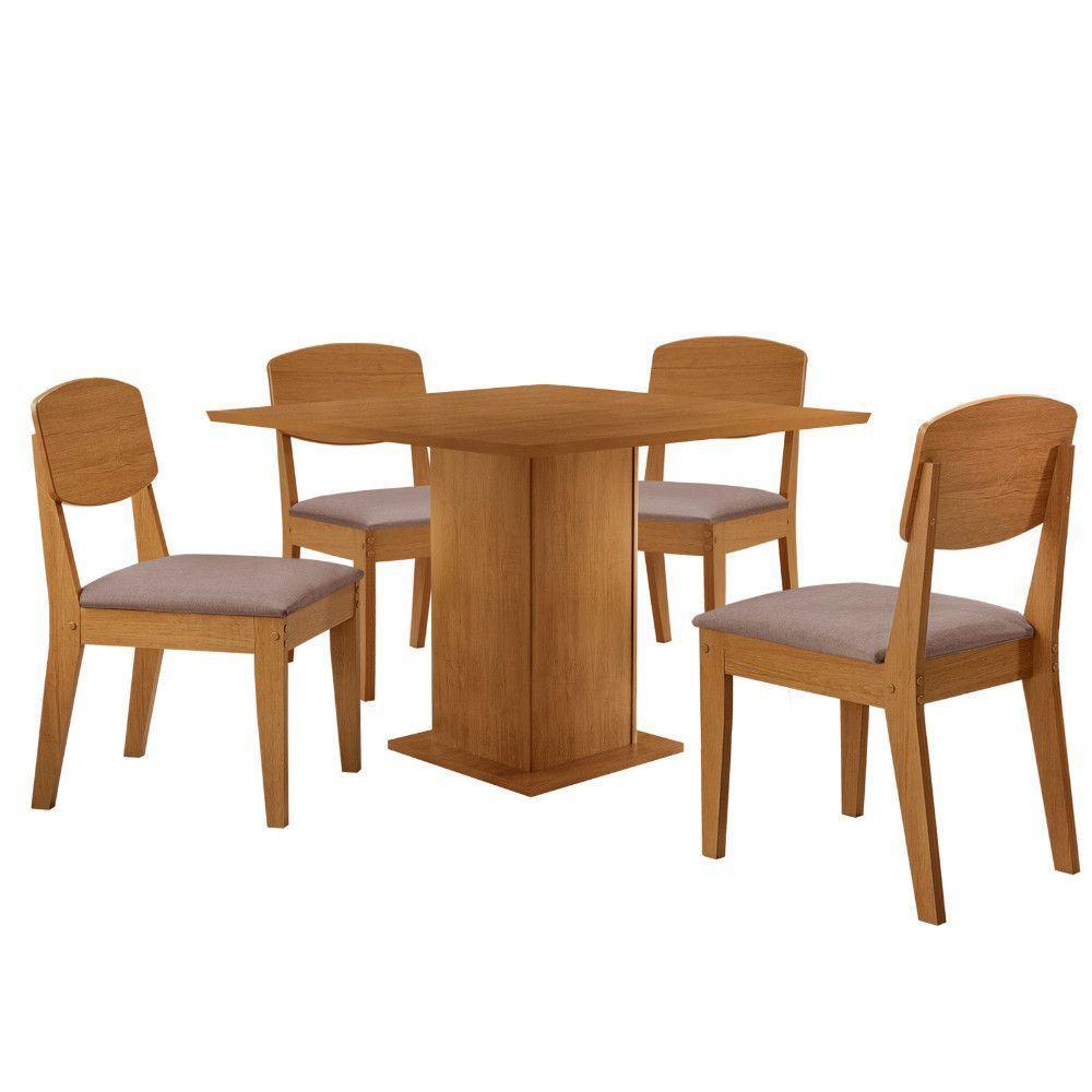 Mesa De Jantar Loren 90cm Mdf 4 Cad Copper Moderna Mobilia Linho Capuccino/naturale Laminado - 2