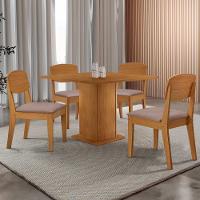 Mesa De Jantar Loren 90cm Mdf 4 Cad Copper Moderna Mobilia Linho Capuccino/naturale Laminado - 1