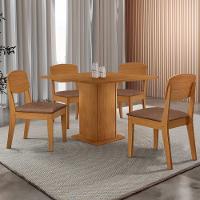 Mesa De Jantar Loren 90cm Mdf 4 Cad Copper Moderna Mobilia Tork/naturale Laminado - 1