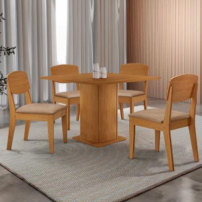 Mesa De Jantar Loren 90cm Mdf 4 Cad Copper Moderna Mobilia Turim 07/naturale Laminado