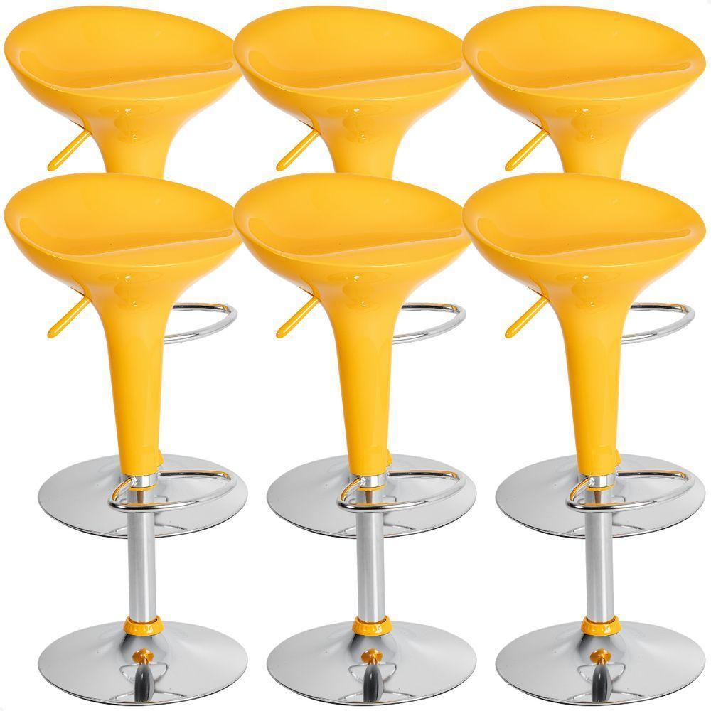 Banquetas Giratória Alta Tulipa Lotus Assento Abs Kit 06 Un Amarelo - 1