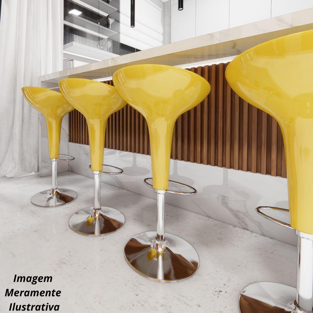 Banquetas Giratória Alta Tulipa Lotus Assento Abs Kit 06 Un Amarelo - 5