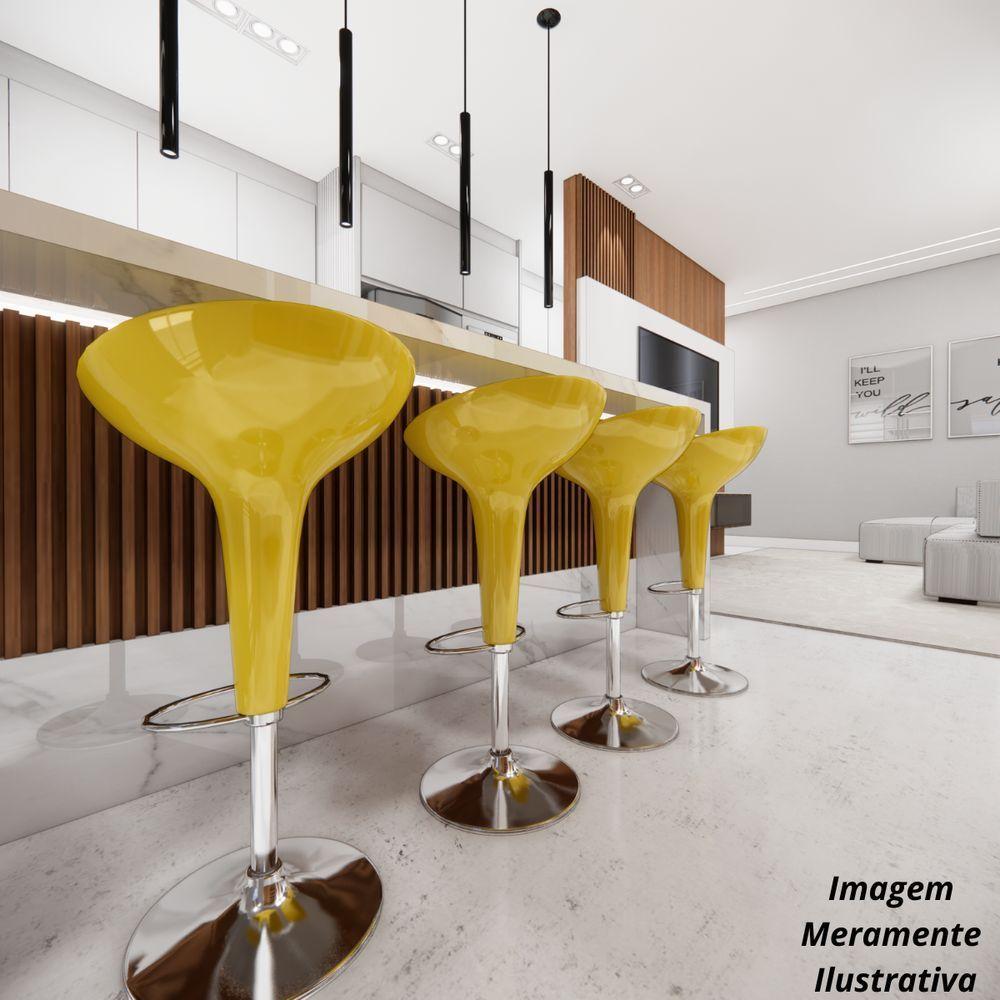 Banquetas Giratória Alta Tulipa Lotus Assento Abs Kit 06 Un Amarelo - 8