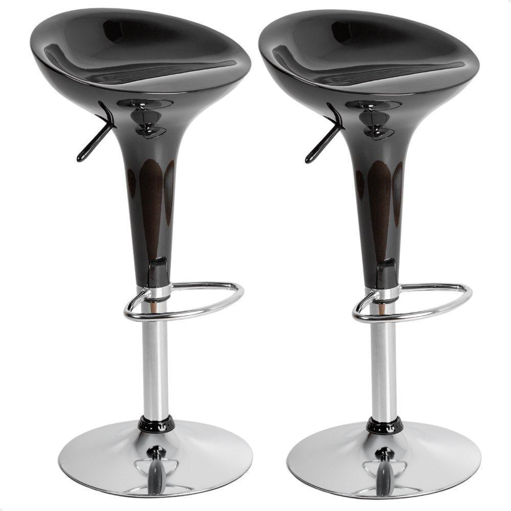 Banquetas Giratória Alta Tulipa Lotus Assento Abs Kit 02 Un Preto - 1