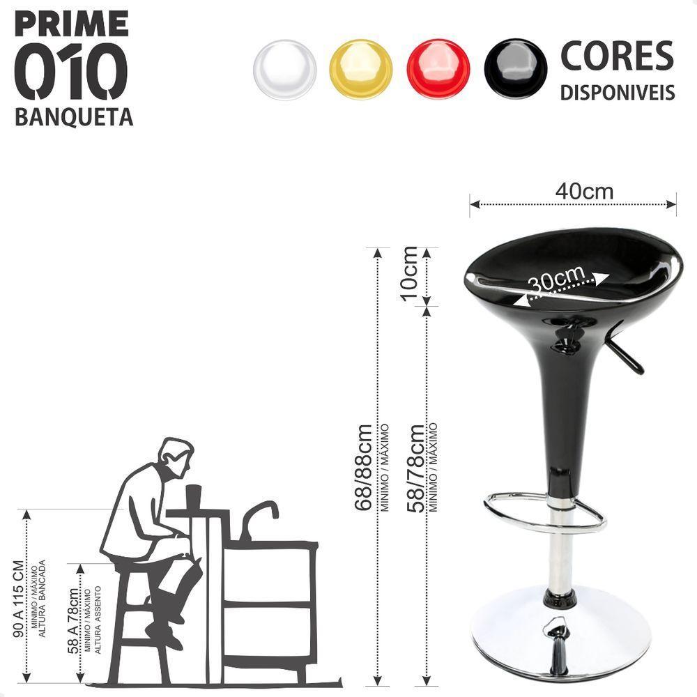 Banquetas Giratória Alta Tulipa Lotus Assento Abs Kit 02 Un Preto - 5