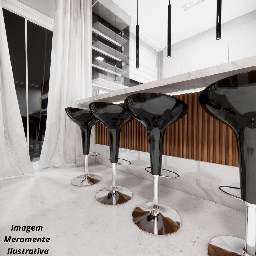 Banquetas Giratória Alta Tulipa Lotus Assento Abs Kit 02 Un Preto - 7