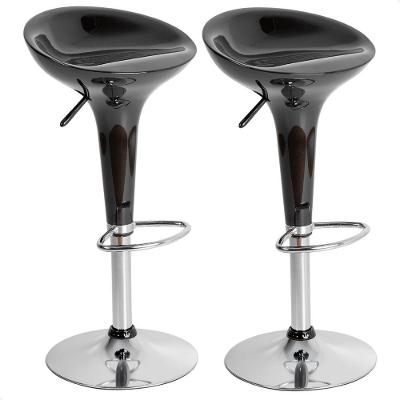 Banquetas Giratória Alta Tulipa Lotus Assento Abs Kit 02 Un Preto