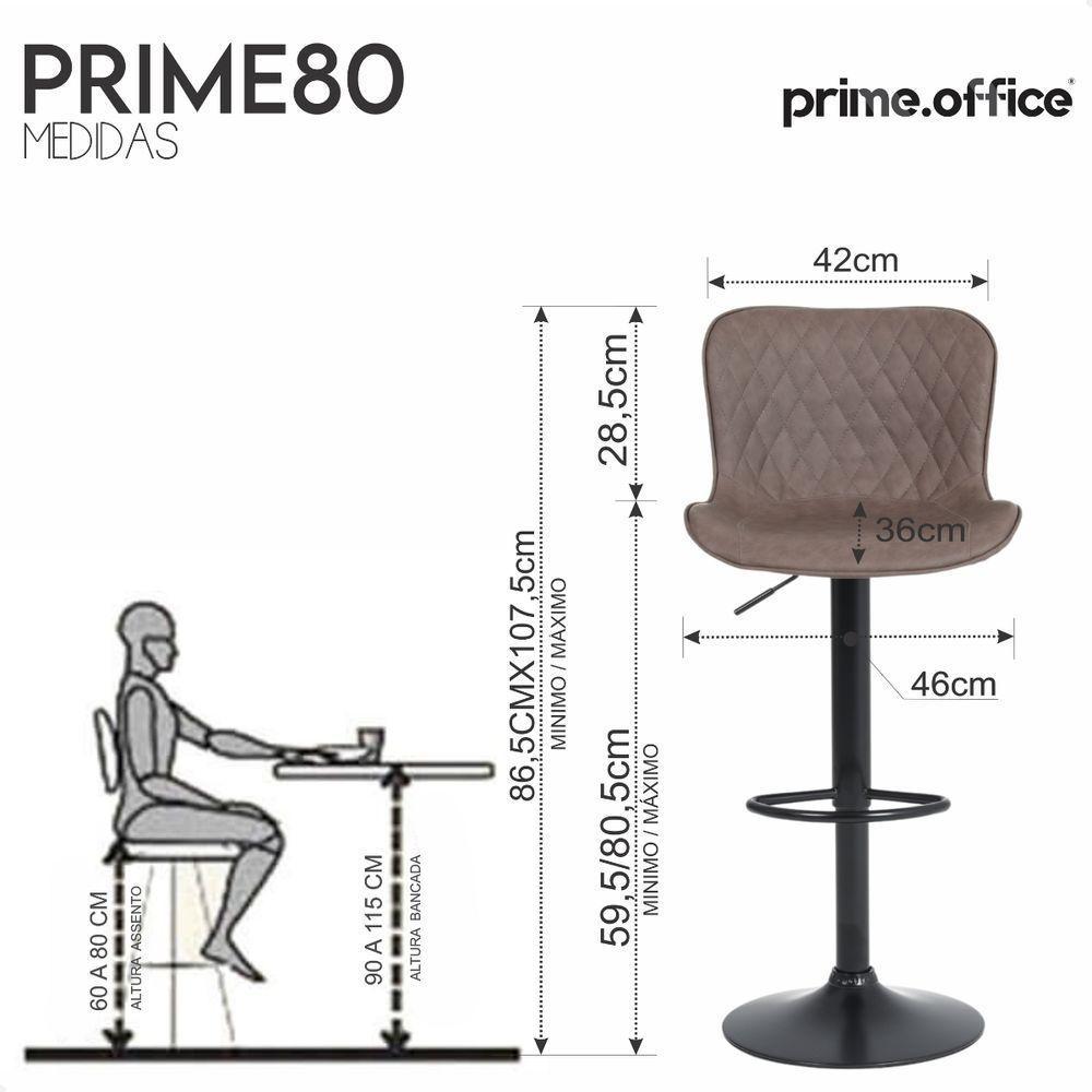 Banqueta Para Cozinha Americana Alta Bar Balcão P080 Kit 02 Unidades Marrom Café - 4