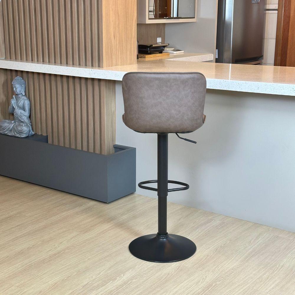 Banqueta Para Cozinha Americana Alta Bar Balcão P080 Kit 02 Unidades Marrom Café - 6