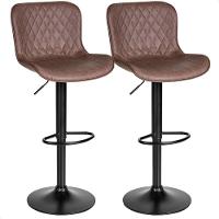 Banqueta Para Cozinha Americana Alta Bar Balcão P080 Kit 02 Unidades Marrom Café - 1