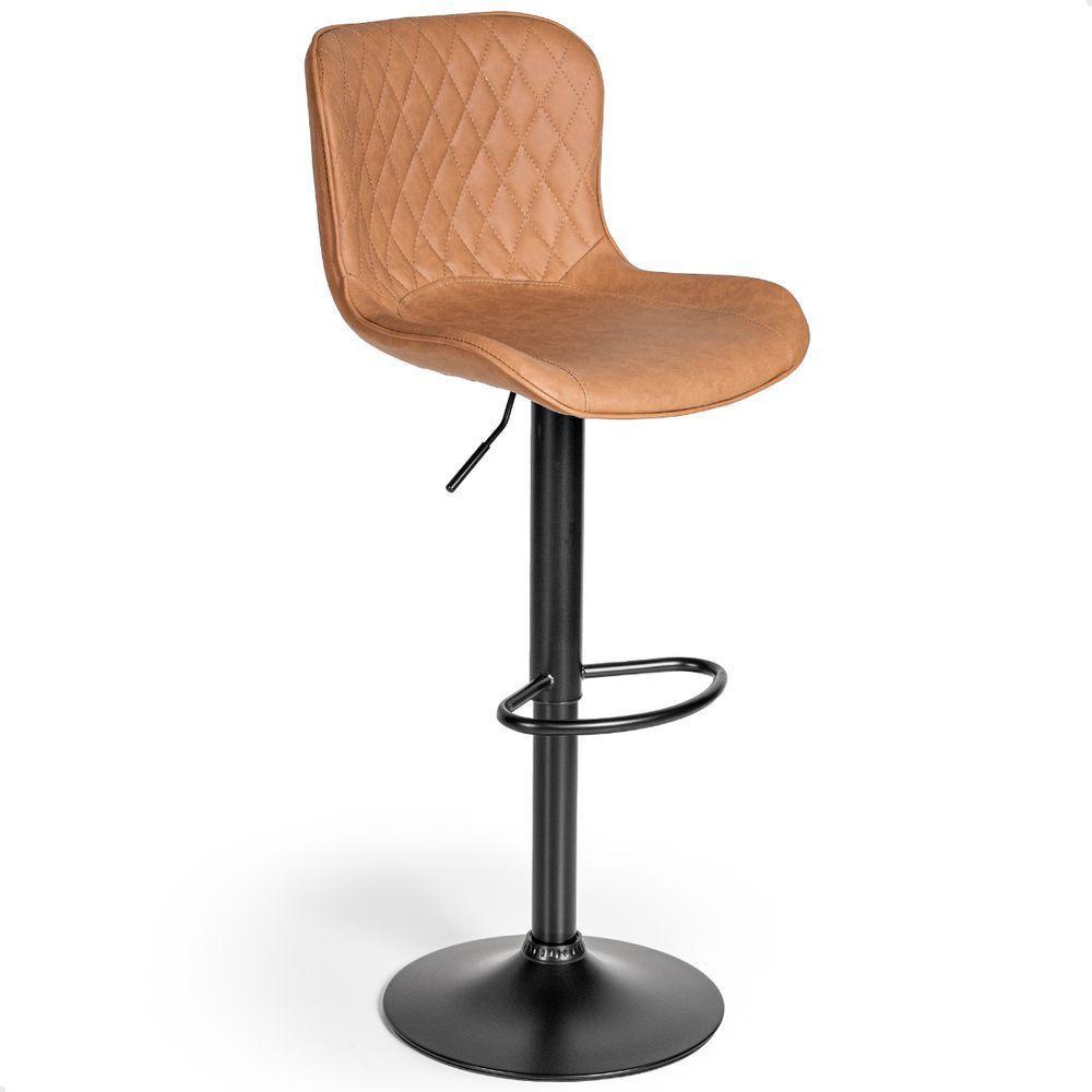 Banqueta Giratória Com Encosto Alta Para Cozinha Bancada Bar Caramelo - 1