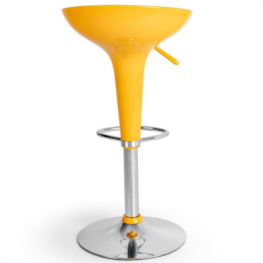 Banqueta Giratória Alta Tulipa Lotus Assento Abs Amarelo - 6