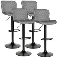 Banqueta Alta Para Cozinha Americana Bar Giratória Kit 04 Un Cinza - 1