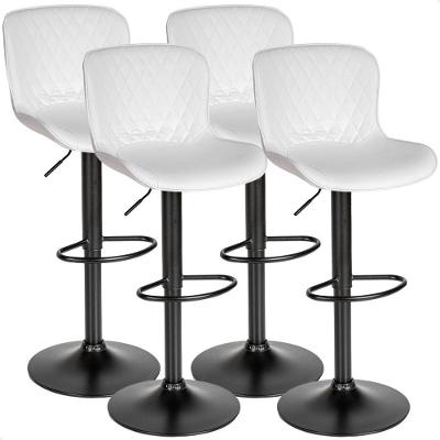 Banqueta Alta Para Cozinha Americana Bar Giratória Kit 04 Un Branco