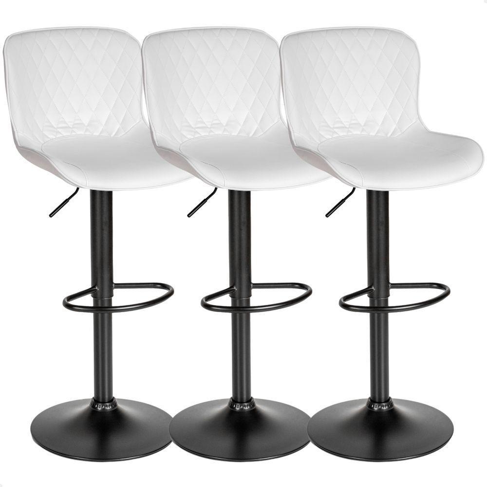 Banqueta Alta Giratória Com Encosto Cozinha Bar Kit 03 Un Branco - 1