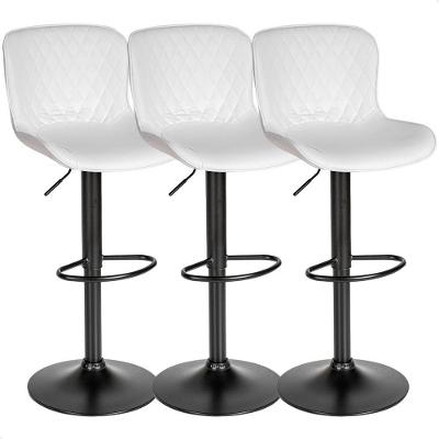 Banqueta Alta Giratória Com Encosto Cozinha Bar Kit 03 Un Branco