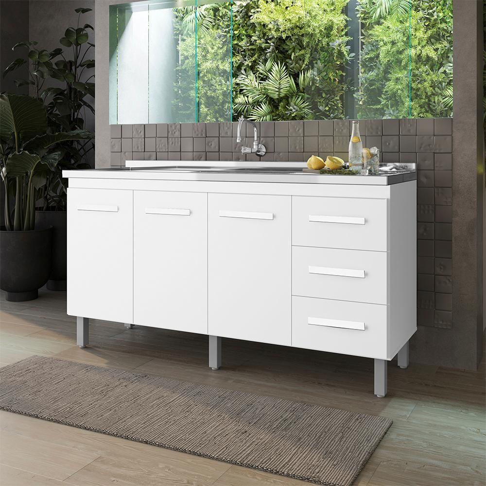 Balcao Sem Tampo Para Pia 150cm 9130 Branco Mobbs Branco - 6