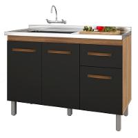 Balcao Sem Tampo Para Pia 120cm 9430 Savana Preto Mobbs Savana Preto - 1