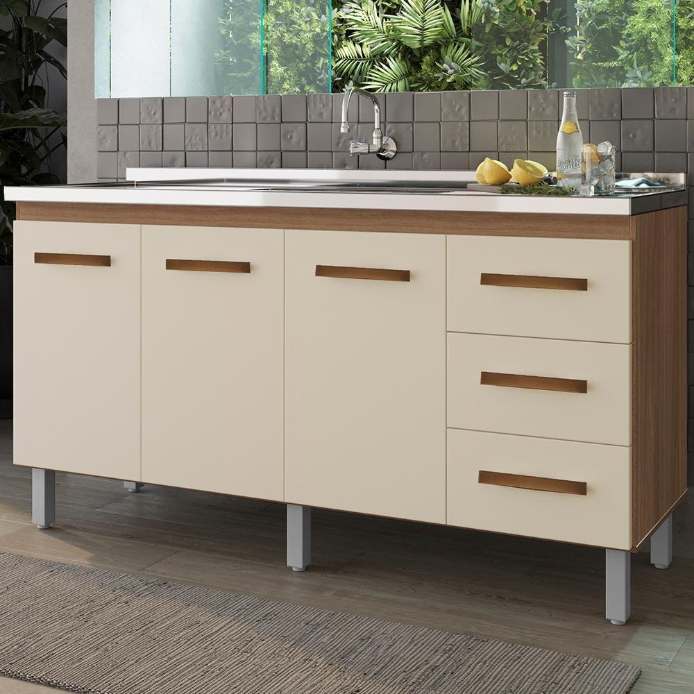 Balcao Sem Tampo Para Pia 150cm 9130 Savana Off White Mobbs Savana Off White - 2