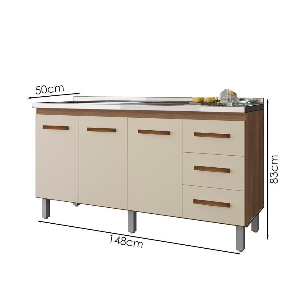 Balcao Sem Tampo Para Pia 150cm 9130 Savana Off White Mobbs Savana Off White - 3